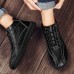 Men Leather Casual Shoes Mid-Help Handmade Soft Sole Driving Footwear