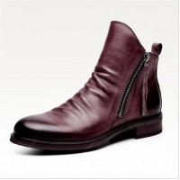 Autume and Winter Large Size Men's Boots Pointed Toes with Left and Right Side Zipper All-match Casual Fashion Tassel Boots