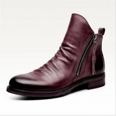 Autume and Winter Large Size Men's Boots Pointed Toes with Left and Right Side Zipper All-match Casual Fashion Tassel Boots