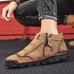 Casual Men's Shoes Trendy Low-cut Boots Large Size Round Toe Microfiber Shoes