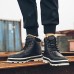 Men's British Work PU Leather Boots High-top Plus Velvet Thick Snow Shoes