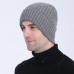 Autumn And Winter Knit Cap Wild Ripple Warm Sleeves Men's Plus Velvet Wool Ear Ear Hat