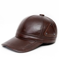 Baseball Cap Men's Autumn Winter Warm Ear Ear Cow Leather Duck Ti Cap Outdoor Sunshade Haining Leather Hat