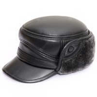 Haining Skin Hat Sheep Skin Duck Tongue Ear Winter Hat Men's Winter Flat Top Leather Hat